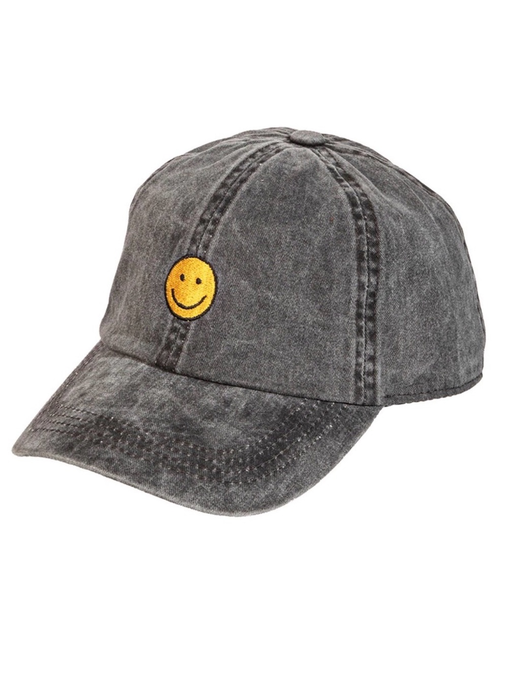 Gray Smiley Face Baseball Cap